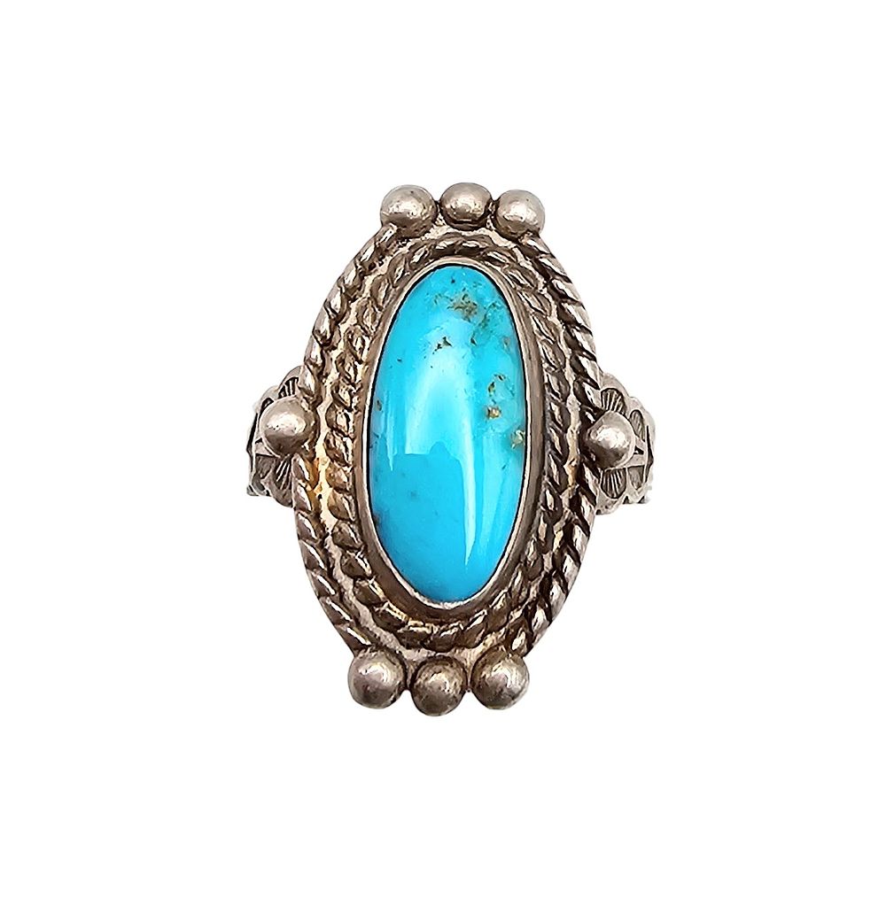 Lot 179: Native Turquoise Sterling Silver Ring Size 6.5 5 G