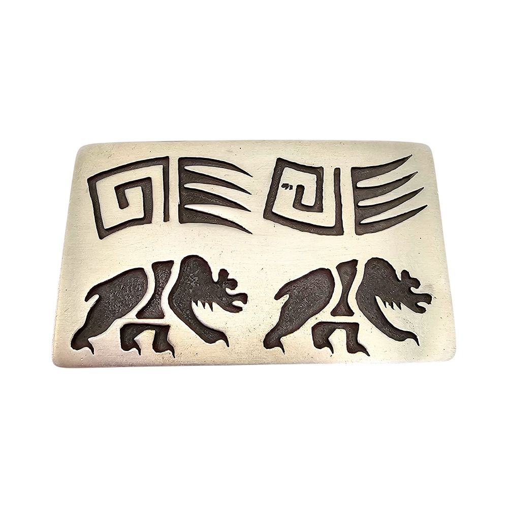 Lot 191: Picto Signed Sterling Silver Applied Bear Belt Buckle 20 G