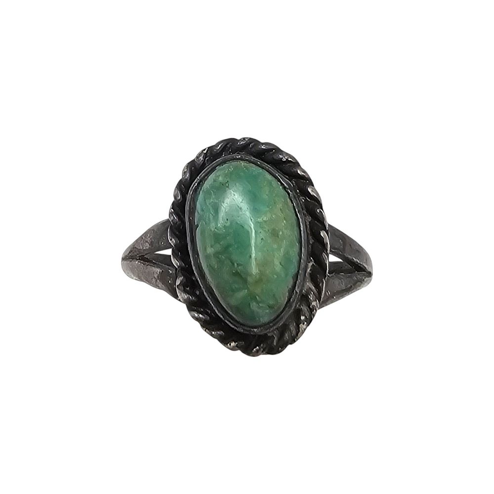 Lot 195: Navajo Turquoise Sterling Silver Ring Size 6.25 3.3 G