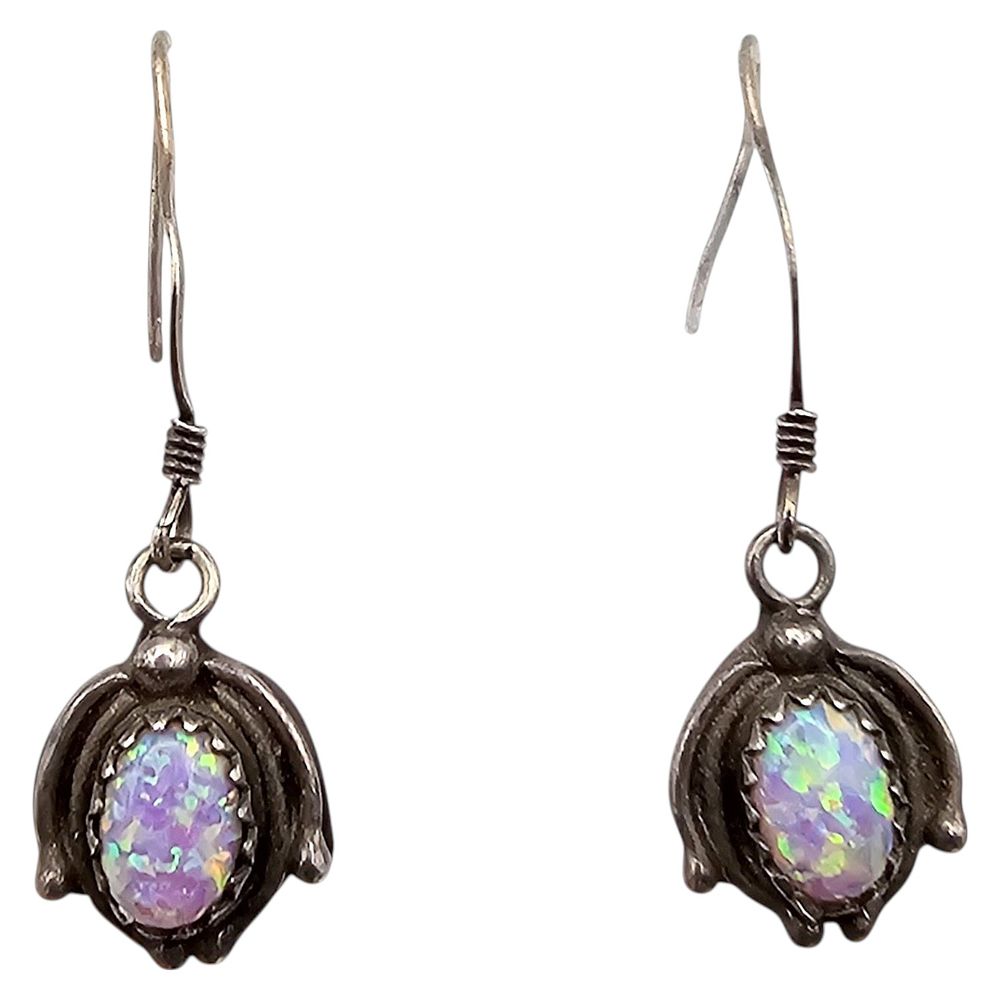 Lot 202: Native Opal Sterling Silver Dangle Earrings 2.1 G