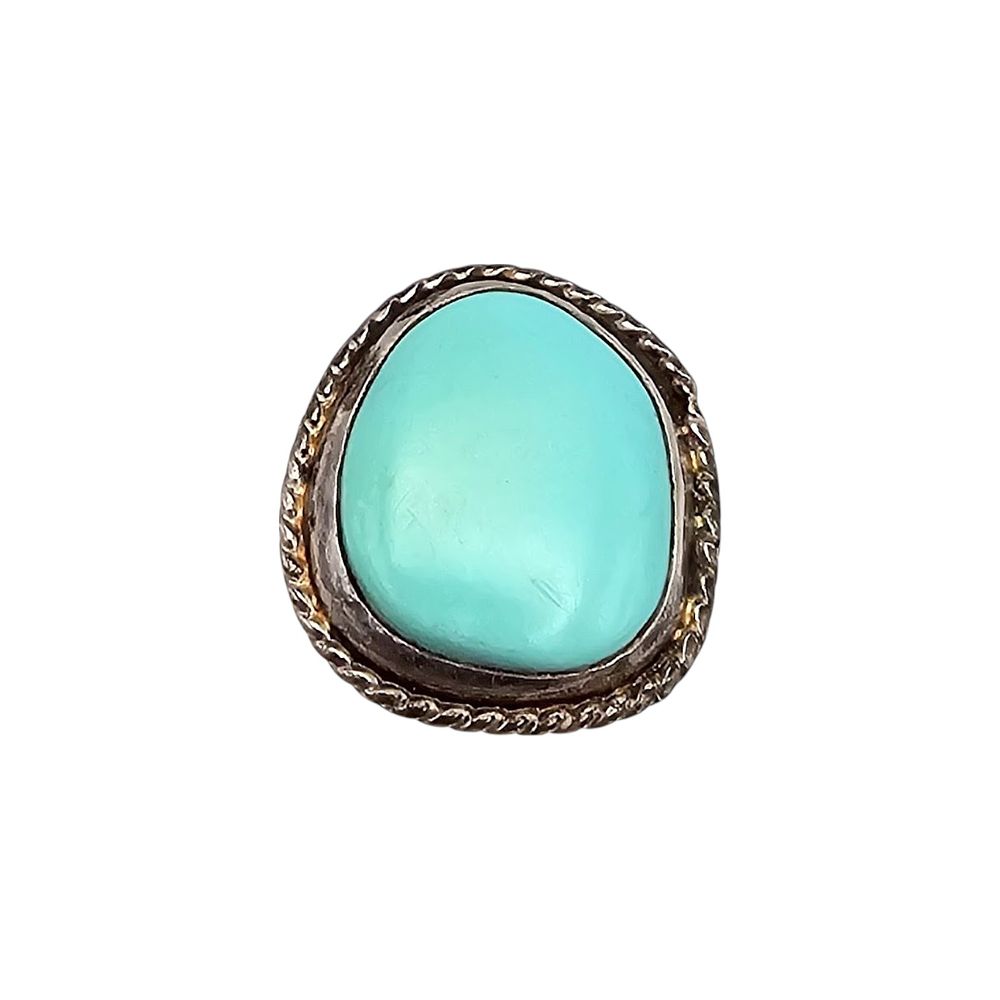 Lot 221: Native Turquoise Sterling Silver Ring Size 7.75 8.4 G