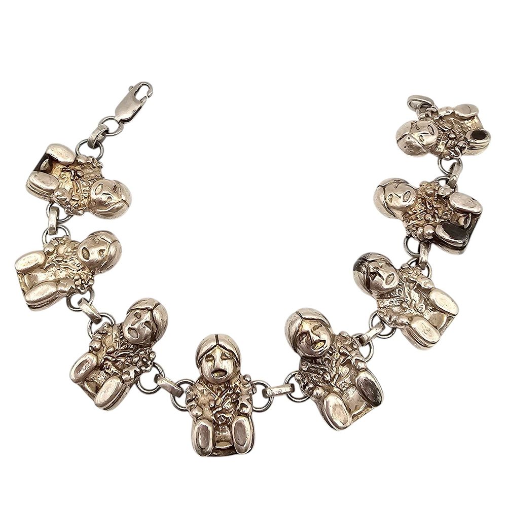 Lot 256: Carol Felly Anglo Sterling Silver Storytelling Link Bracelet 40 G