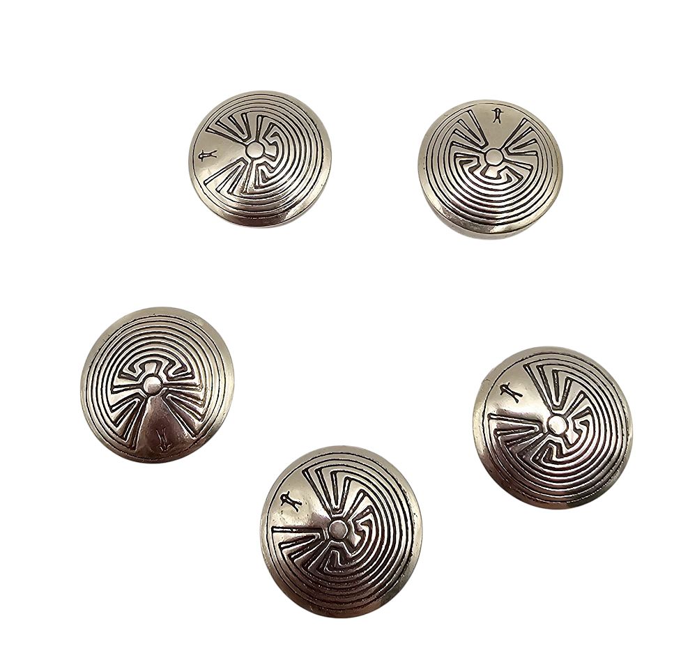 Lot 259: Hopi Sterling Silver Man In The Maze Button Covers Lot Of 5 18.3 G