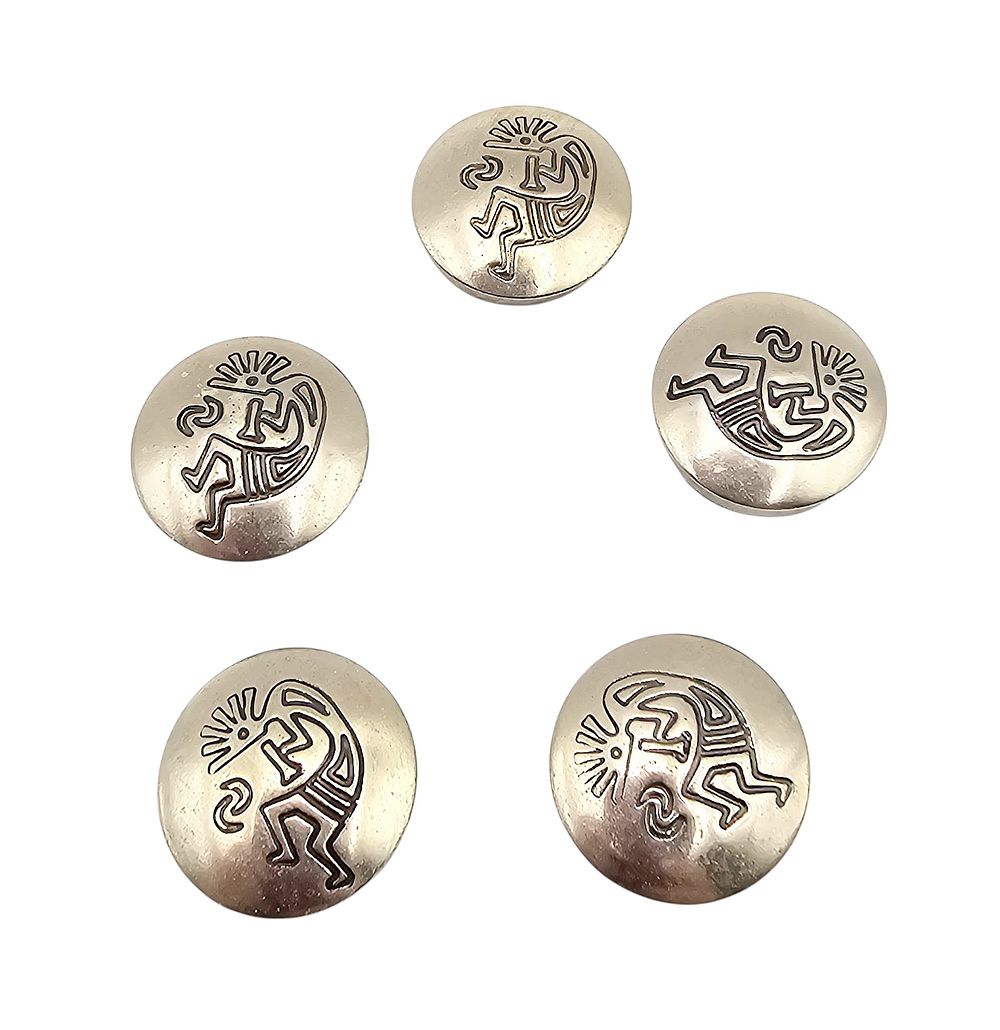 Lot 260: Navajo Sterling Silver Kokopelli Button Covers Lot Of 5 17.6 G