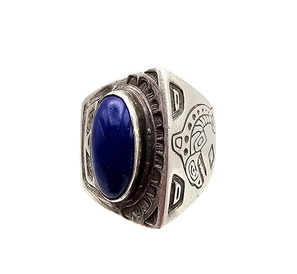 Lot 261: North West Lapis Sterling Silver Ring Size 6.5 11 G