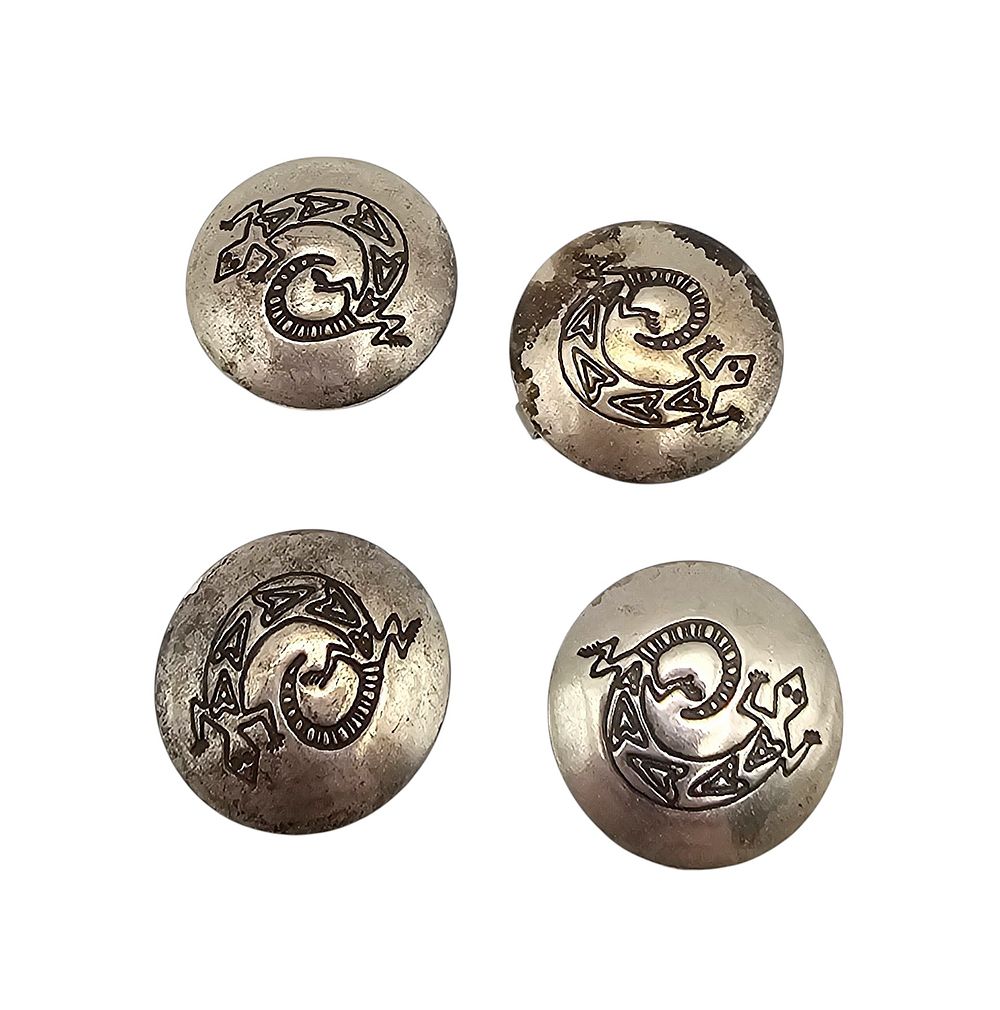 Lot 270: Navajo Sterling Silver Lizard Button Covers Lot Of 4 14.7 G