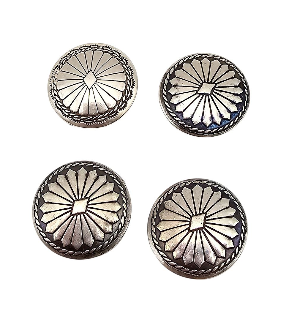 Lot 271: Navajo Sterling Silver Stamped Button Covers Lot Of 4 14.3 G