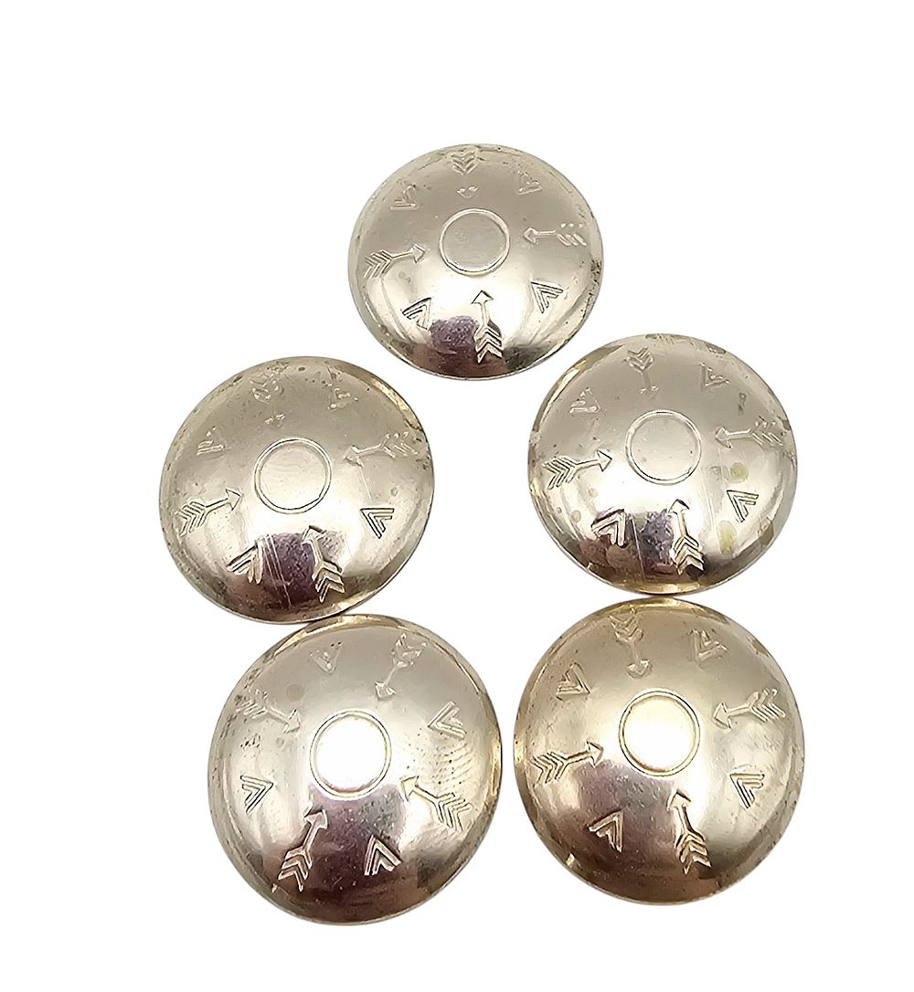 Lot 275: Native Sterling Silver Arrow Design Button Cover Tops Lot Of 5 12 G