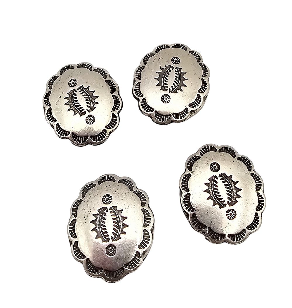 Lot 276: Navajo Sterling Silver Stamped Button Covers Lot Of 4 16.2 G