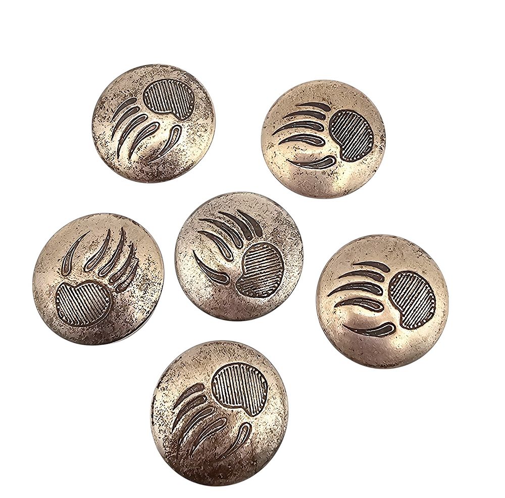 Lot 281: Native Sterling Silver Bear Paw Button Covers Lot Of 6 21.6 G