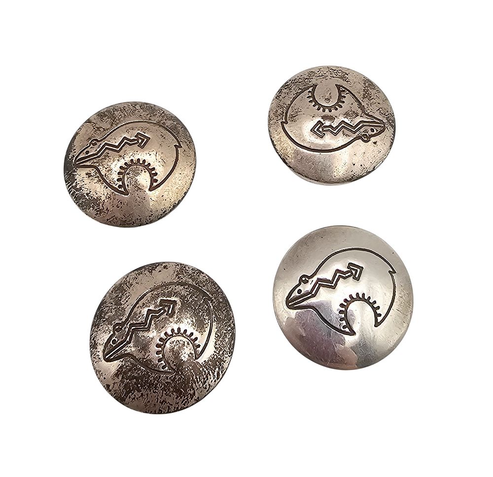 Lot 282: Navajo Sterling Silver Fetis Bear Button Covers Lot Of 4 14 G