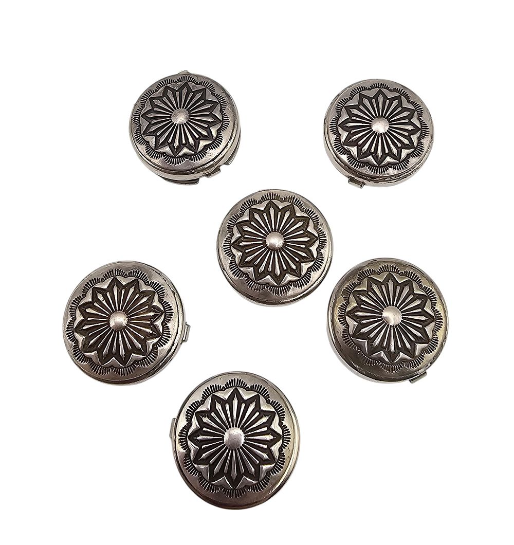 Lot 284: Navajo Sterling Silver Stamped Button Covers Lot Of 6 18.3 G