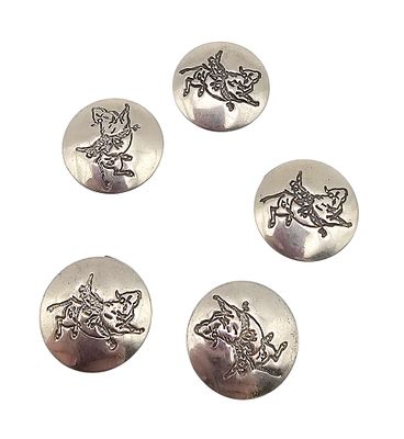 Lot 285 - Southwestern Sterling Silver Bull With Rider Button Covers ...