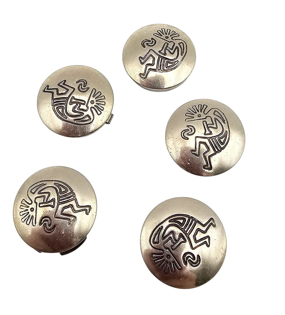 Lot 288: Navajo Sterling Silver Kokopelli Button Covers Lot Of 5 17.4 G