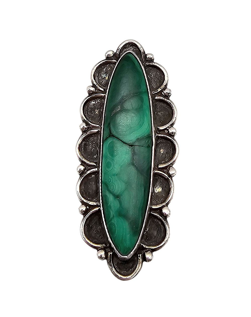 Lot 289: Native Turquoise Sterling Silver Ring Size 5 13.1 G