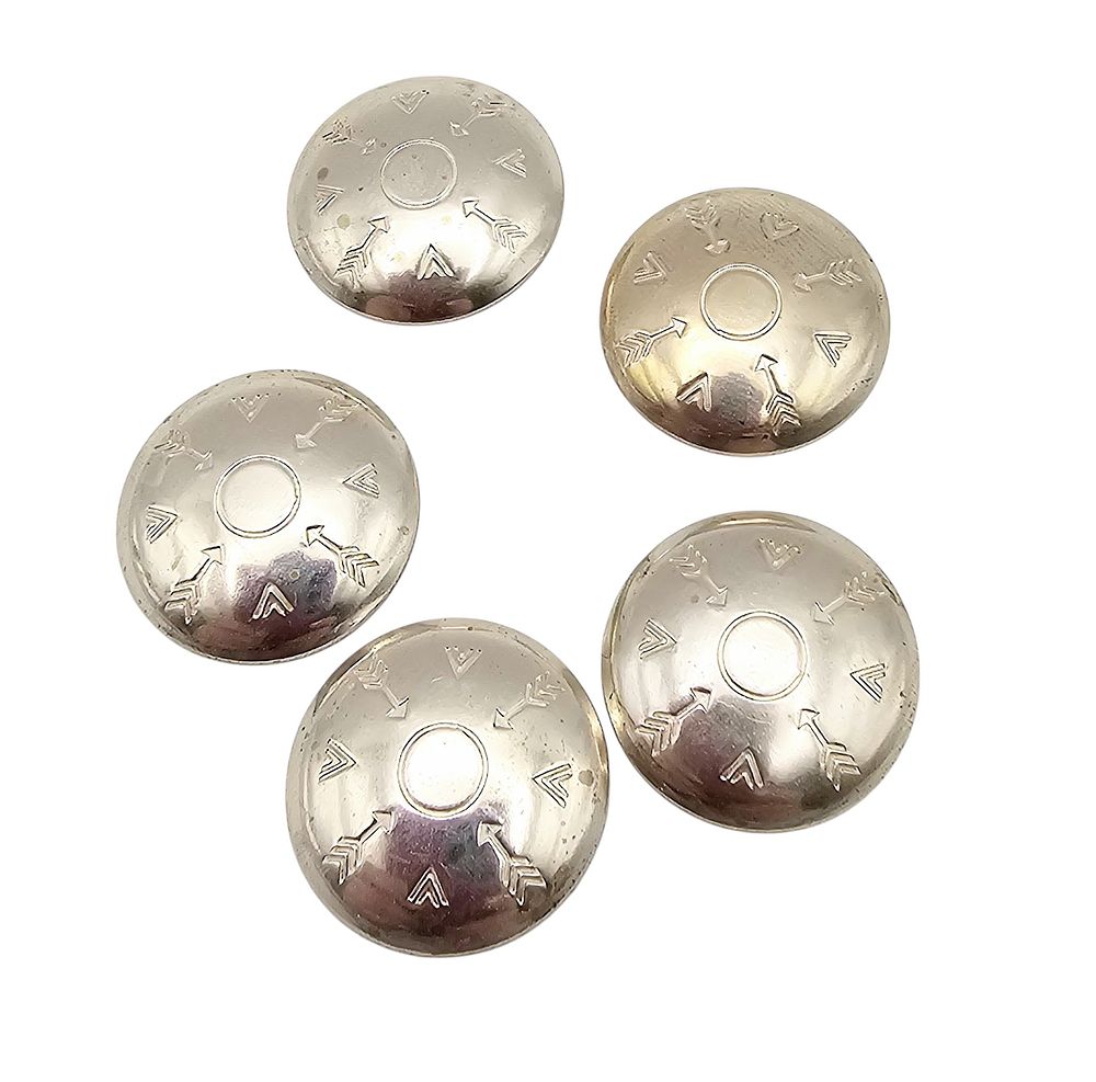 Lot 291: Native Sterling Silver Arrow Design Button Cover Tops Lot Of 5 11.8 G