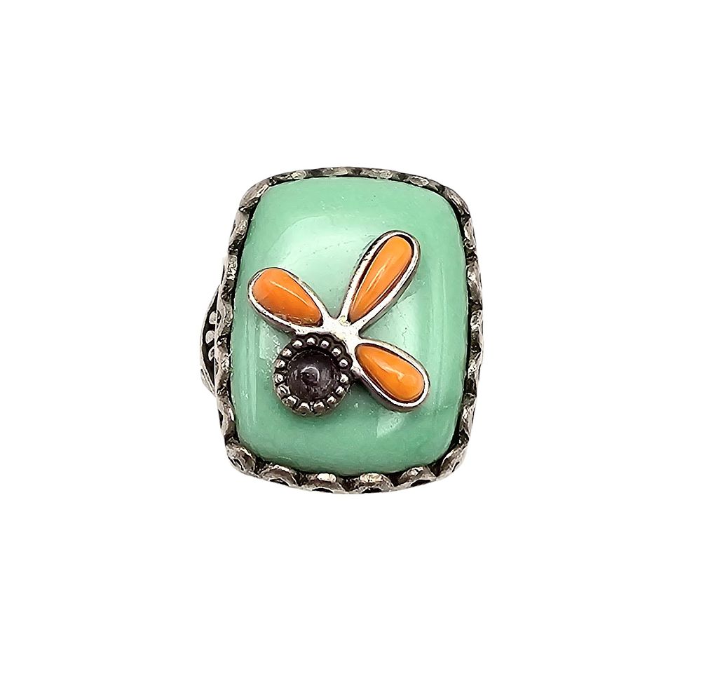 Lot 301: Carolyn Pollack Relios Southwestern Turquoise Spiny Oyster Amethyst Sterling Silver Ring Size 6.75 13.9 G