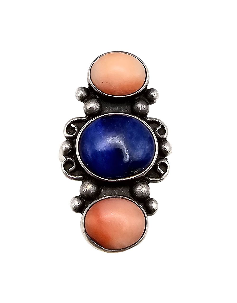 Lot 304: Shubes Manufacturing Pink Blue Stone Sterling Silver Ring Size 6.5 9.4 G