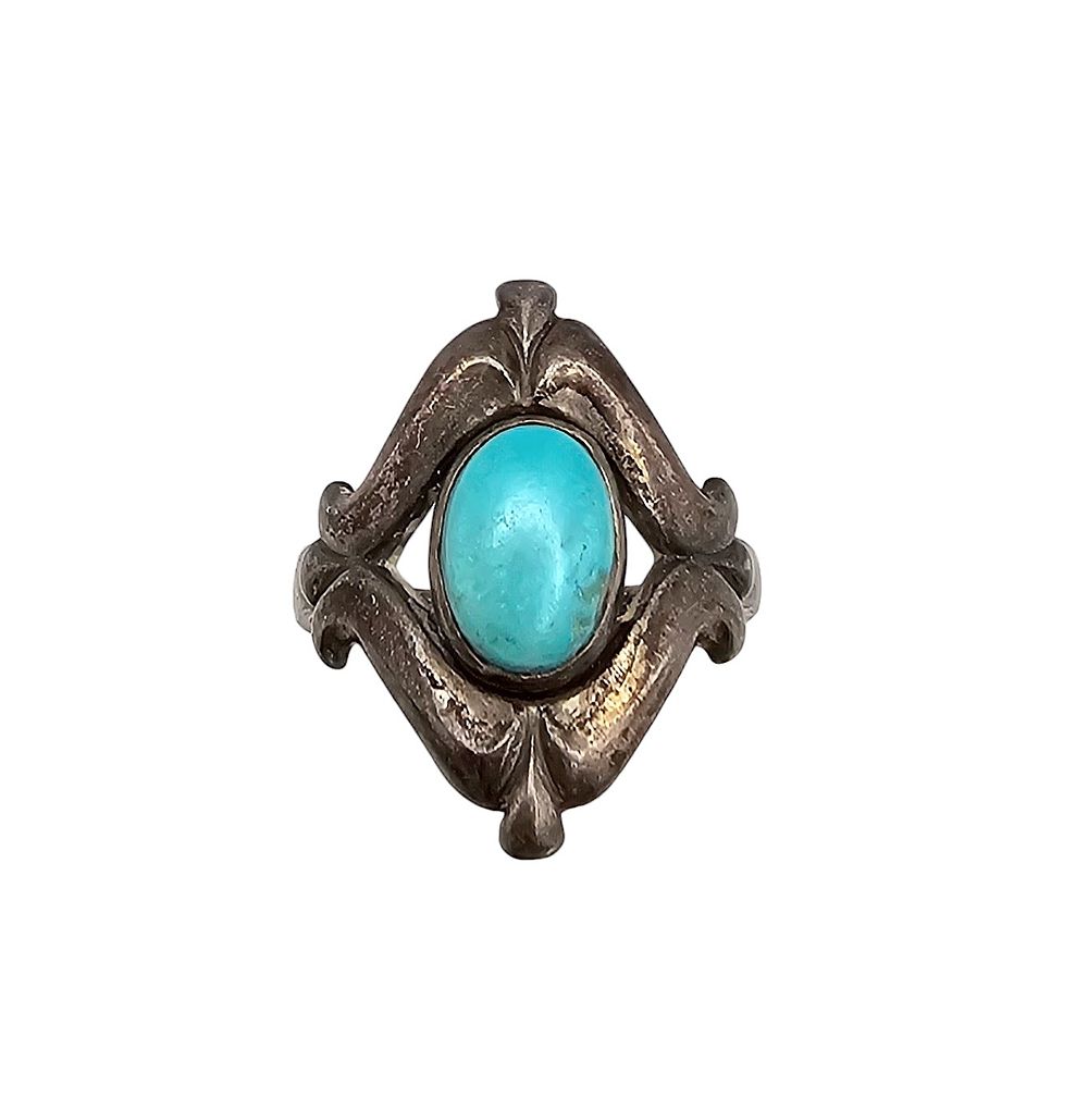 Lot 310: Bell Trading Post Turquoise Sterling Silver Ring Size 7.25 3.8 G