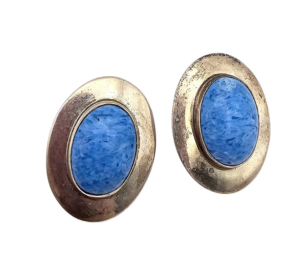 Lot 335: VHC Southwestern Sodalite Sterling Silver Earrings 8.8 G