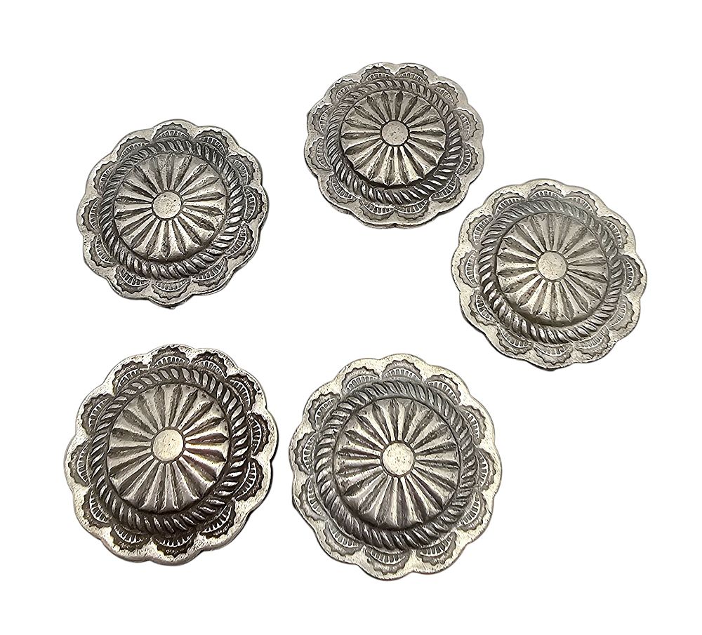 Lot 341: Southwestern Nickel Silver Concho Style Button Covers 35.6 G