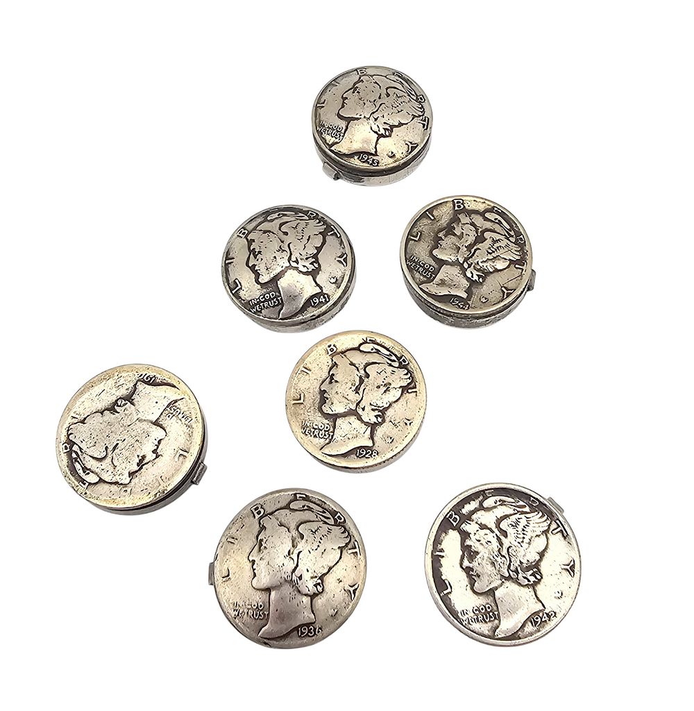 Lot 344: Vintage Mercury Dime Button Covers Lot Of 7 33 G