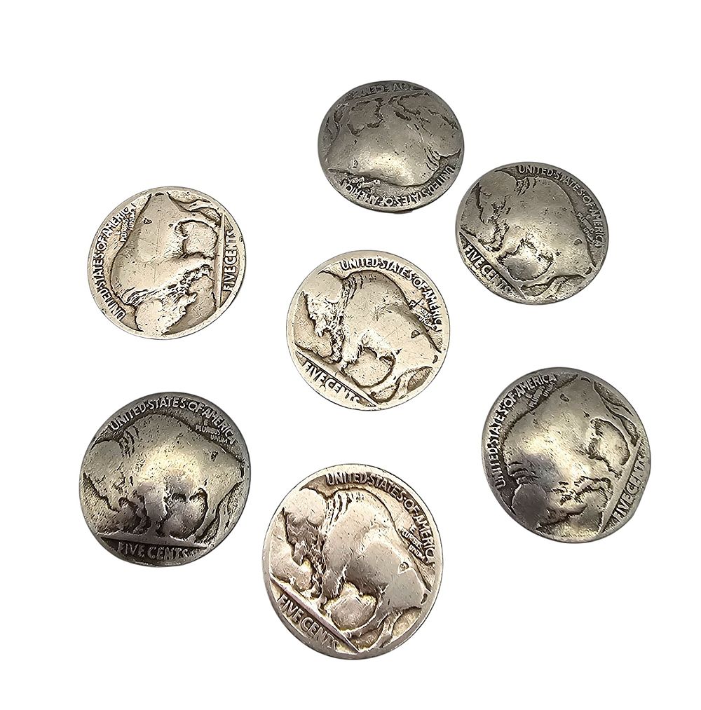 Lot 345: Southwestern Buffalo Nickel Button Covers Lot Of 7 39.3 G