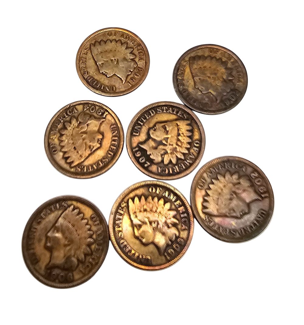 Lot 348: Vintage Indian Head Penny Button Covers Lot Of 7 37.5 G
