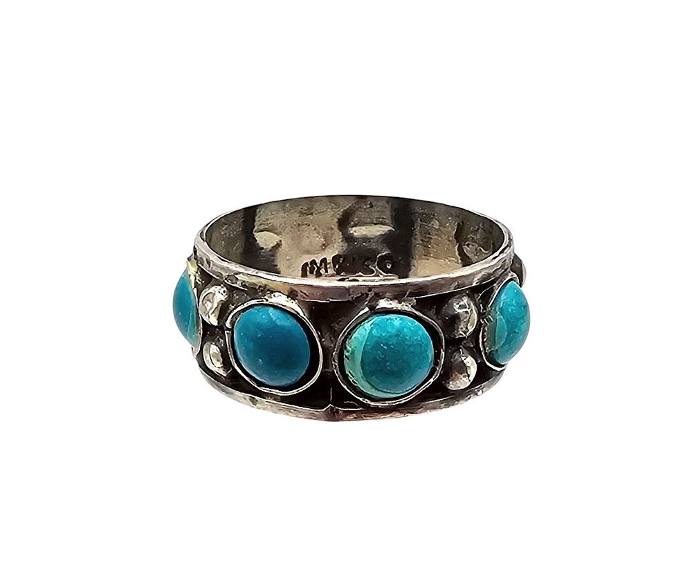 Lot 355: AMR Mexico Turquoise Sterling Silver Ring Size 7 2.5 G