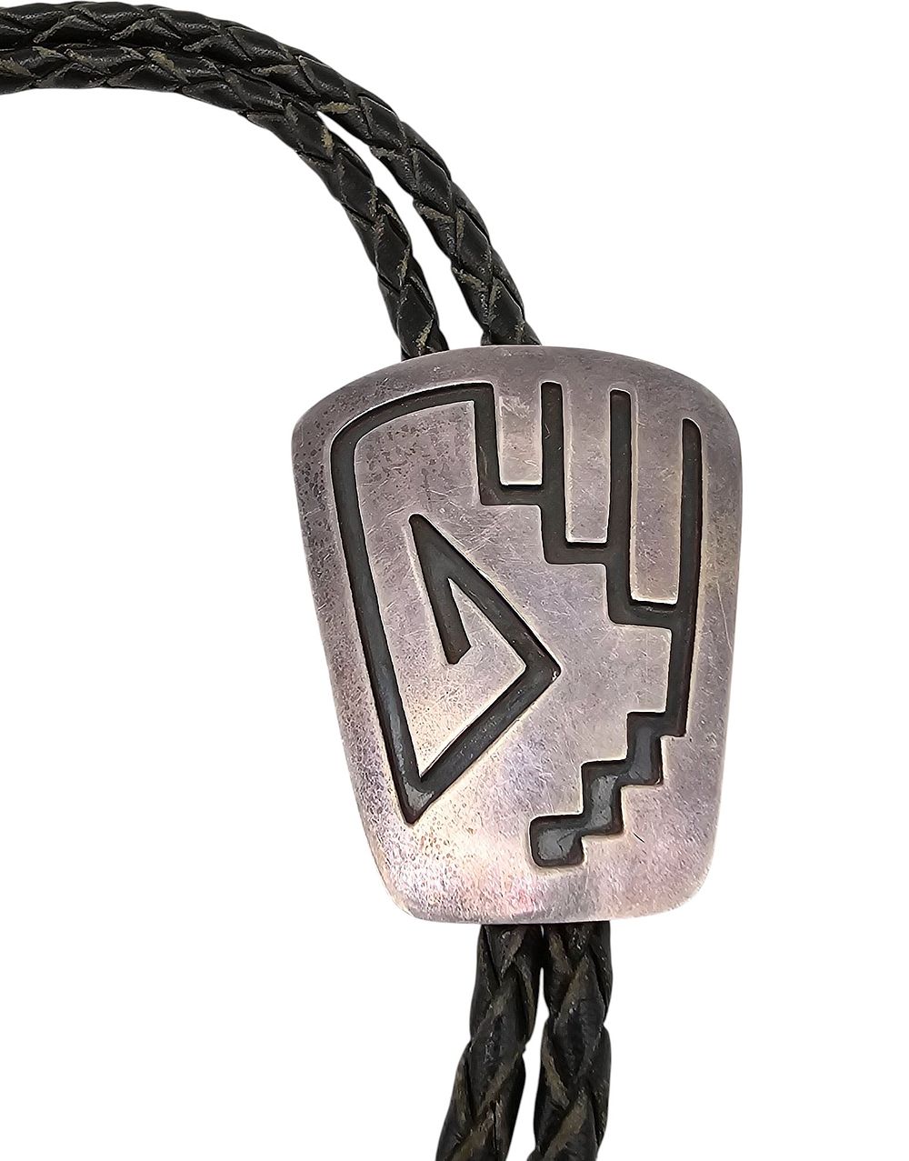 Lot 389: Hopi? Sterling Silver Bolo Tie 27.8 G