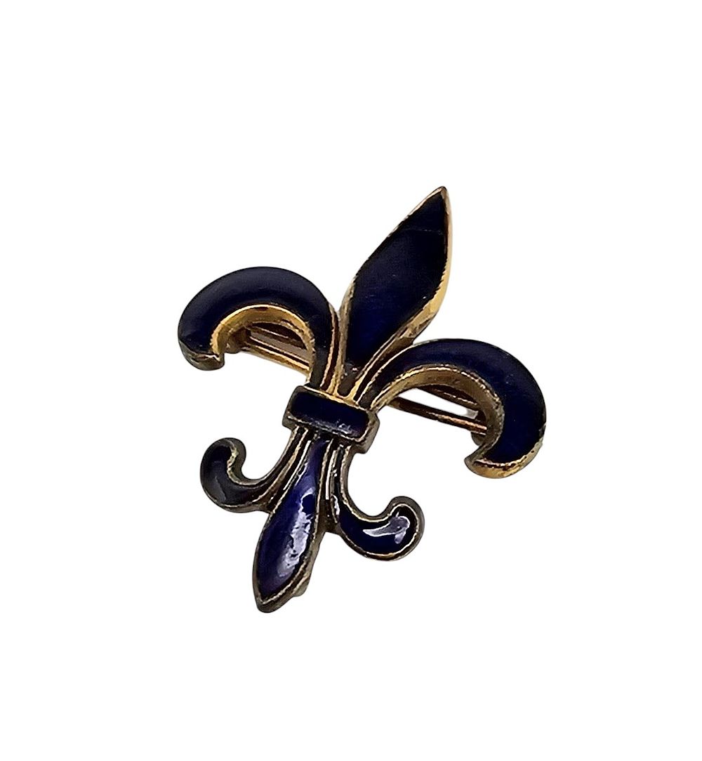 Lot 394: Victorian Vintage Signed Gold Filled Fleur De Lis Brooch 3.3 G