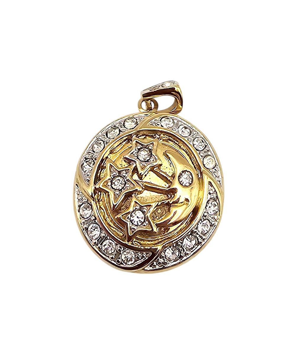 Lot 398: Rhinestone Gold Filled Floral Locket Pendant 7.7 G
