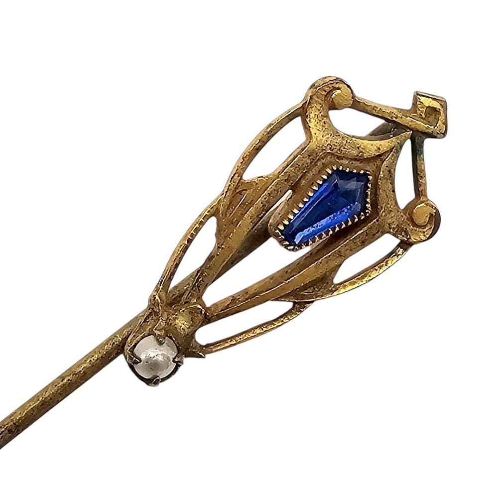 Lot 400: Victorian Vintage Rhinestone Gold Filled Pearl Stick Pin 1.9 G