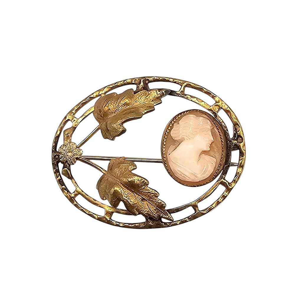 Lot 403: Vintage Victorian Gold Filled Cameo Brooch 3.7 G
