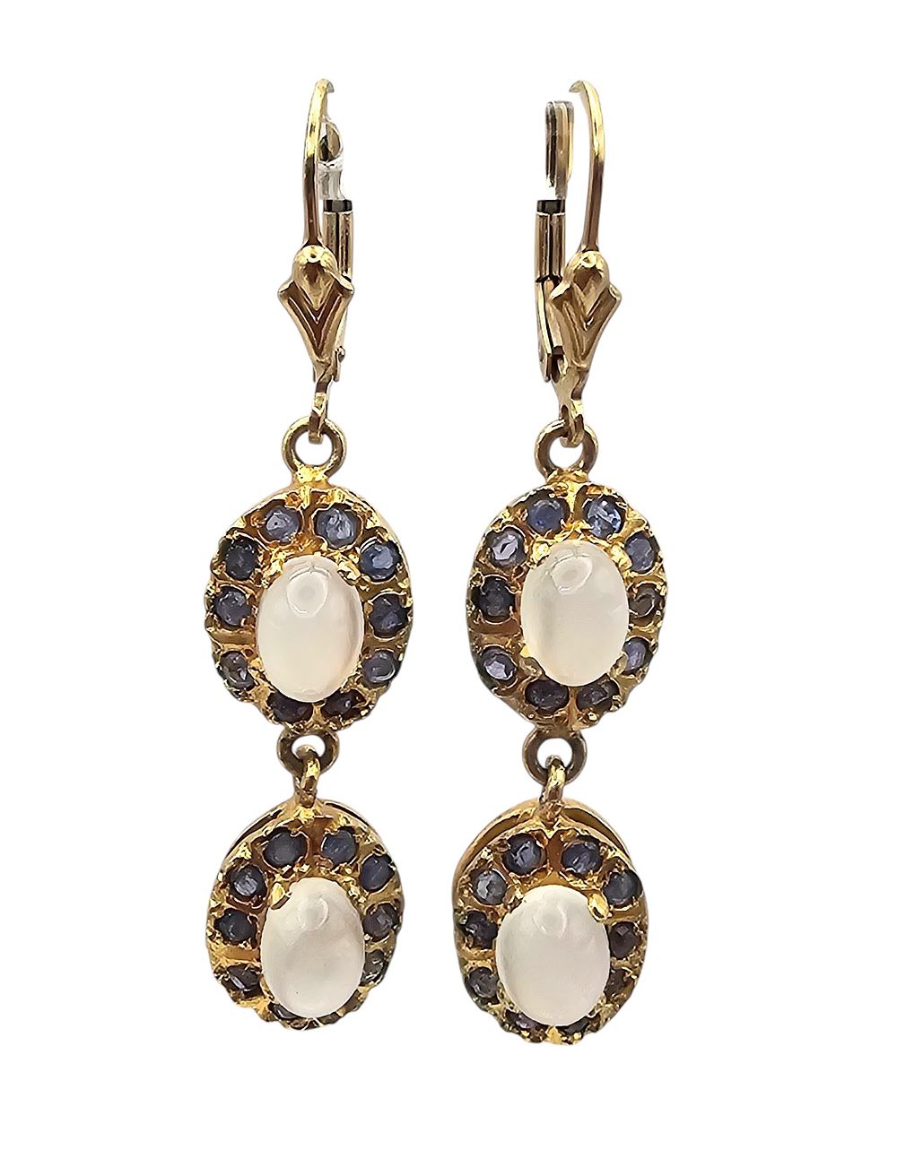 Lot 408: Vintage 14K Gold Filled Rhinestone Dangle Earrings 6.1 G