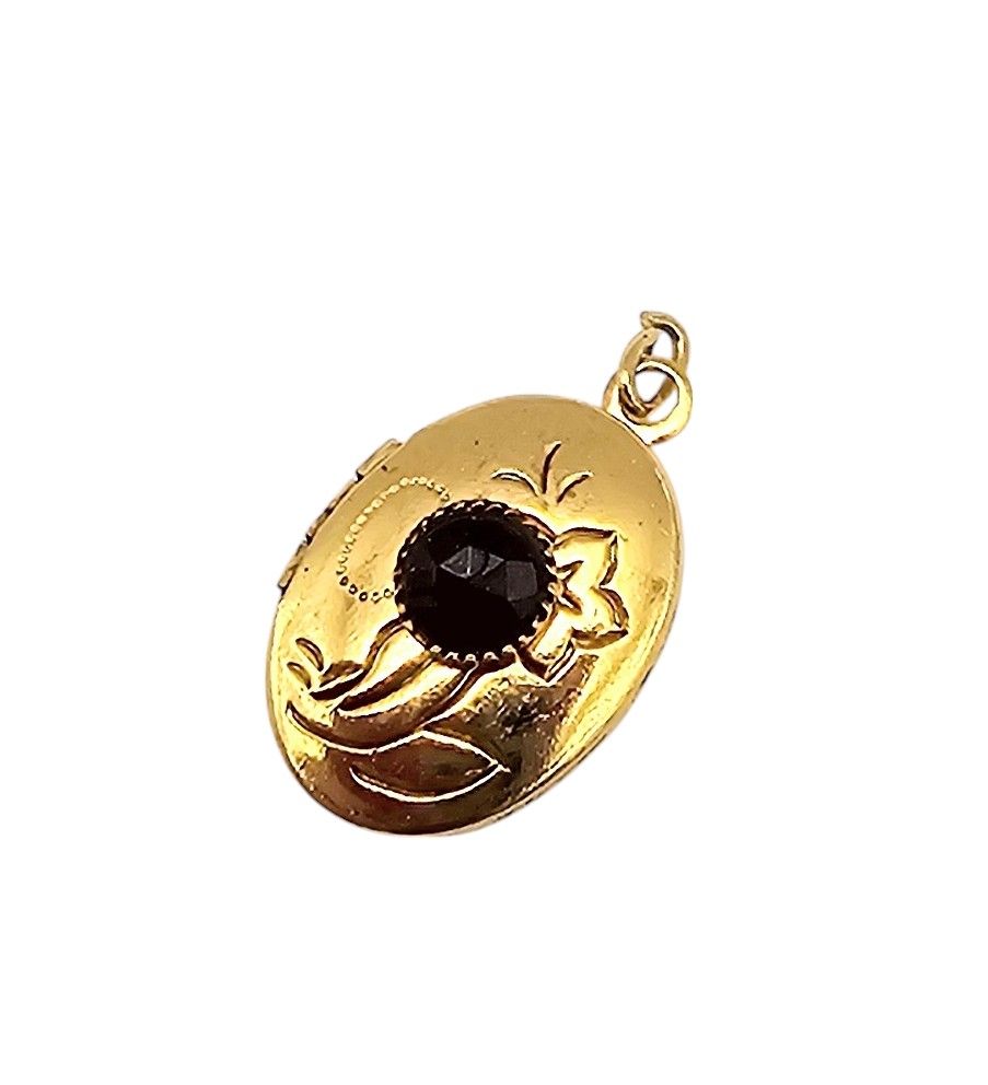Lot 410: Rhinestone Gold Filled Locket Pendant 1.4 G