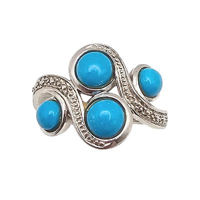 EA Turquoise Sterling Silver Ring Size 4.75 4.2 G