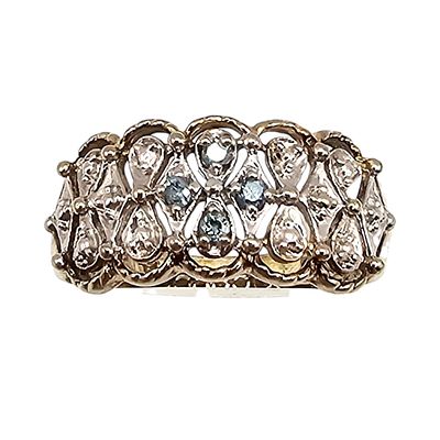 EL Diamond Gold Over Sterling Silver Cocktail Ring Size 9.5 4.5 G
