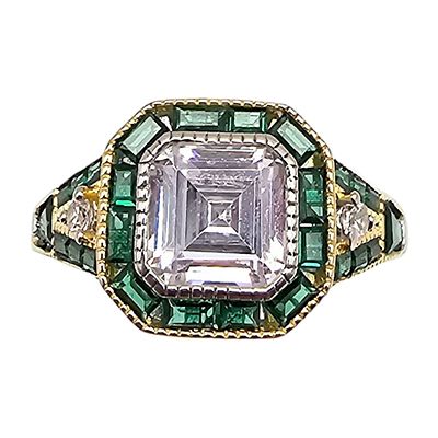 S Rhinestone Sterling Silver Cocktail Ring Size 8.5 3.7 G