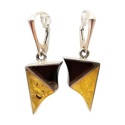 New Polish Amber Sterling Silver Batwing Dangle Earrings 6.8 G