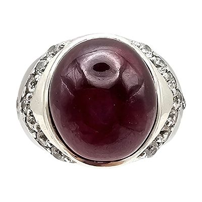 D'Joy Ruby White Sapphire Sterling Silver Ring Size 10 12.7 G