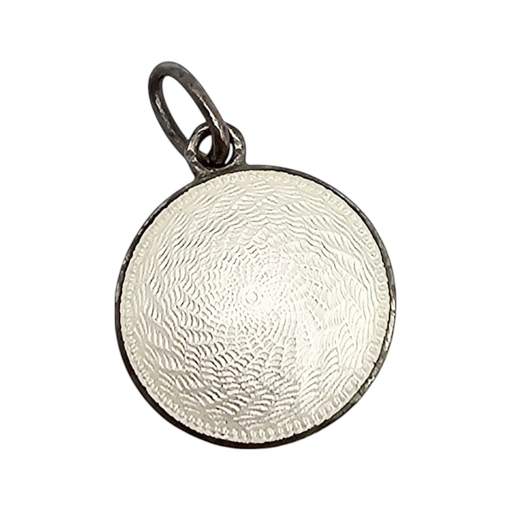 Lot 339: Guilloche Enamel Sterling Silver White Pendant 3.1 G