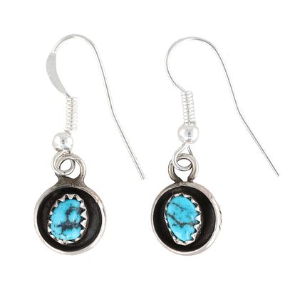 Phil Garcia Navajo Sterling Kingman Turquoise Earrings 2g