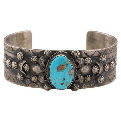 Betta Lee Navajo Sterling Blue Ridge Turquoise Cuff Bracelet 70g