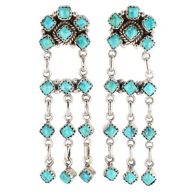 HaDa Collection Sterling Kingman Turquoise Chandelier Earrings 23.5g