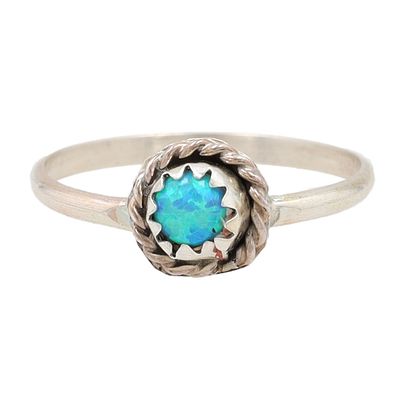 Esther White Navajo Sterling Opal Ring Sz. 5.5, 1g