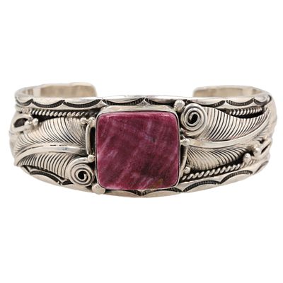Darrell Morgan Navajo Sterling Purple Spiny Oyster Cuff Bracelet 49g
