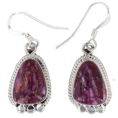 Sharon McCarthy Navajo Sterling Purple Spiny Oyster Earrings 5g