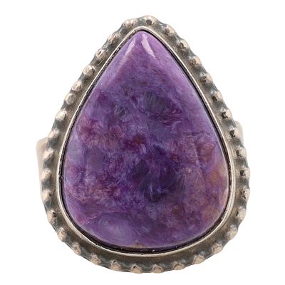 Dave Skeets Navajo Sterling Charoite Ring Sz. 5.5, 10g