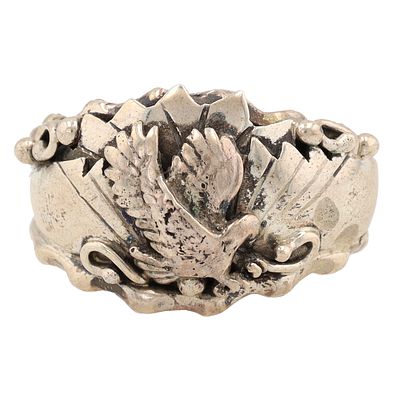 Genevieve Francisco Navajo Plain Silver Eagle Ring Sz. 14, 11g